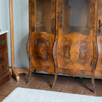 Vintage Bombay China Cabinet | Burl Wood Veneer | Statement Piece