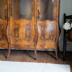 Vintage Bombay China Cabinet | Burl Wood Veneer | Statement Piece
