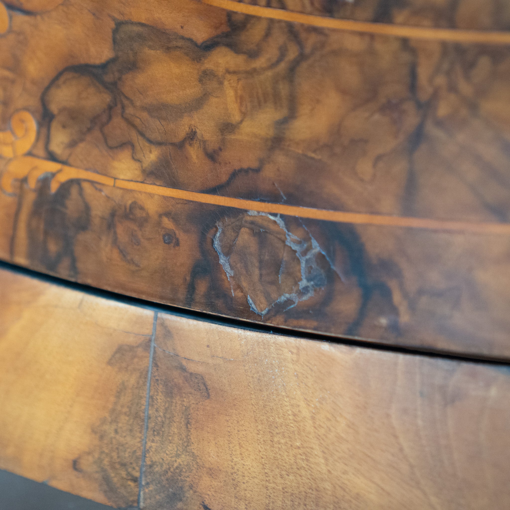 Vintage Bombay China Cabinet | Burl Wood Veneer | Statement Piece