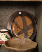 Vintage Signed Studio Pottery Footed Bowl, detail