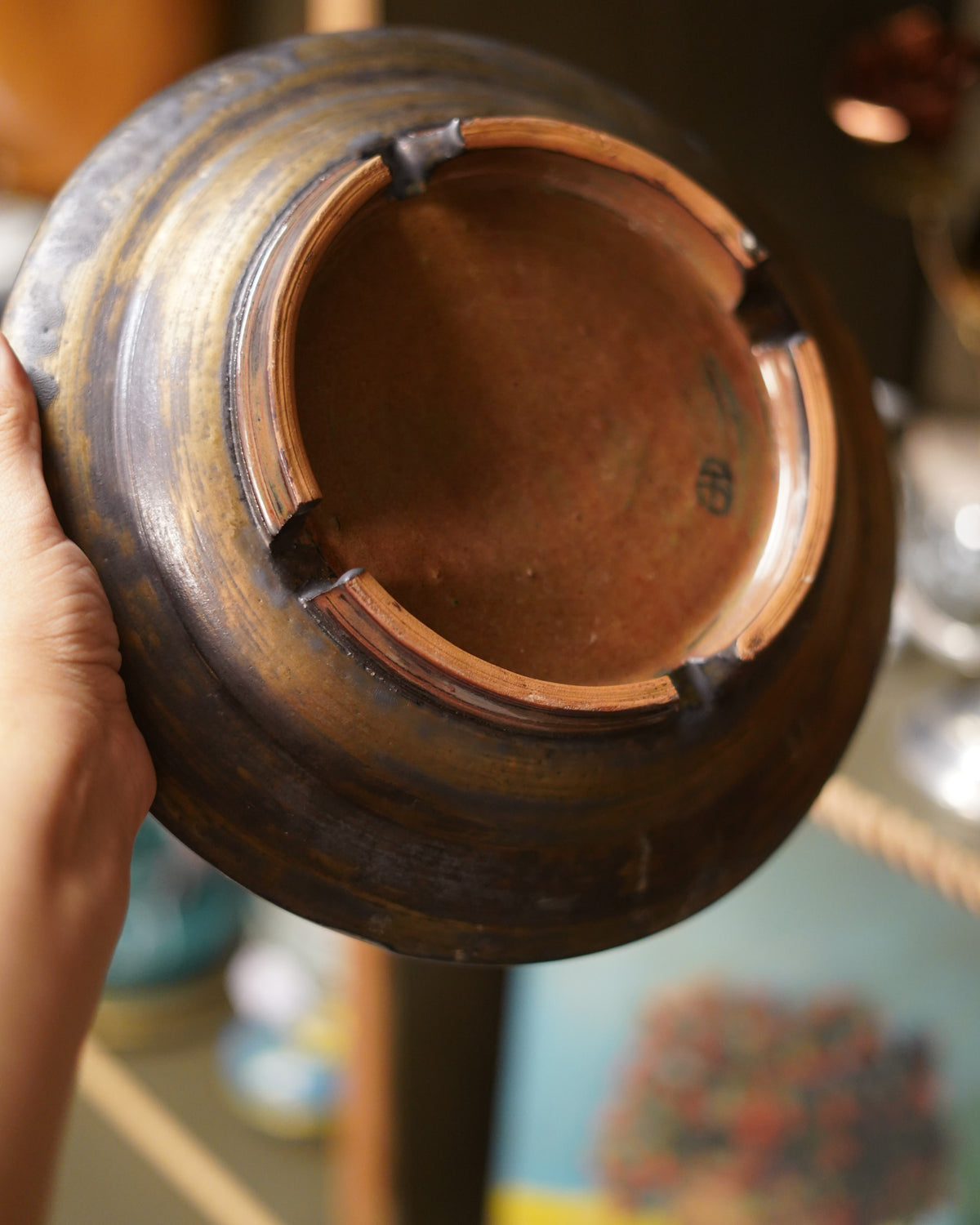 Vintage Signed Studio Pottery Footed Bowl, signed base