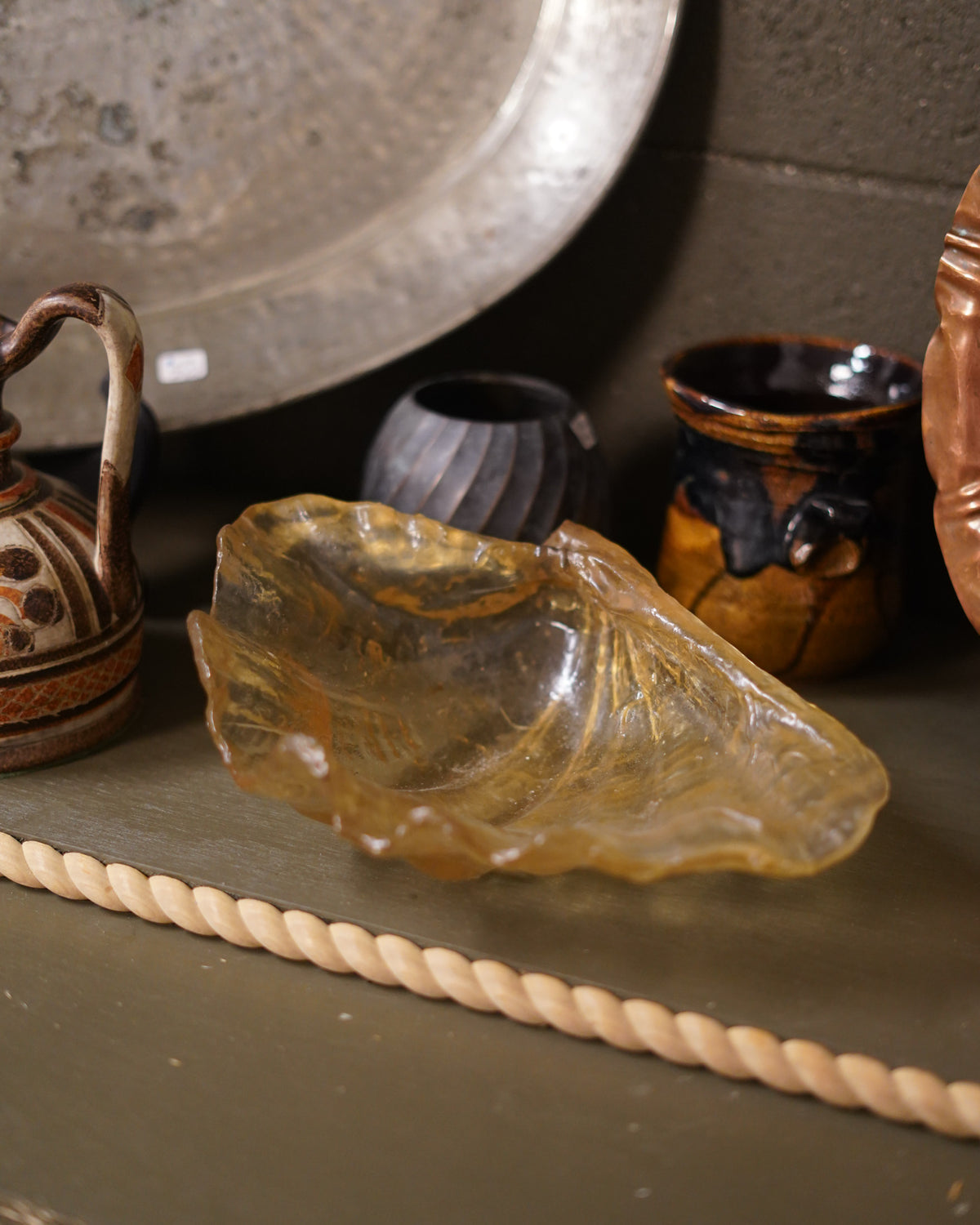 Vintage Resin Clamshell Bowl, styled