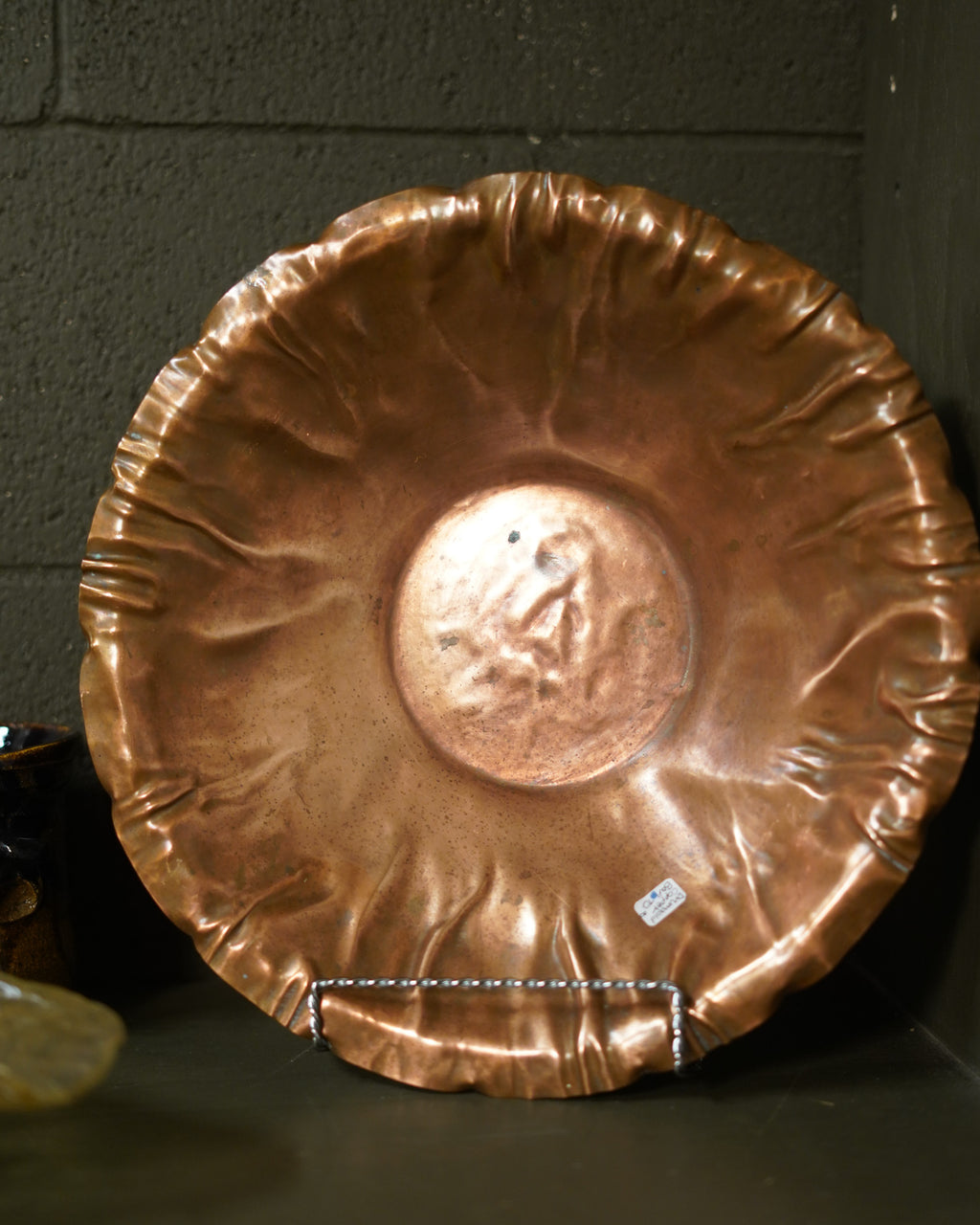 Vintage Ruffled Drumgold Copper Bowl