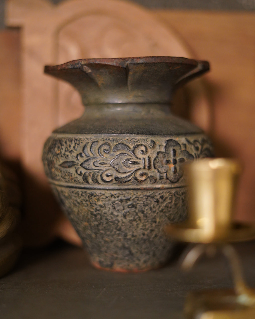 Vintage Japanese Cast Iron Vase