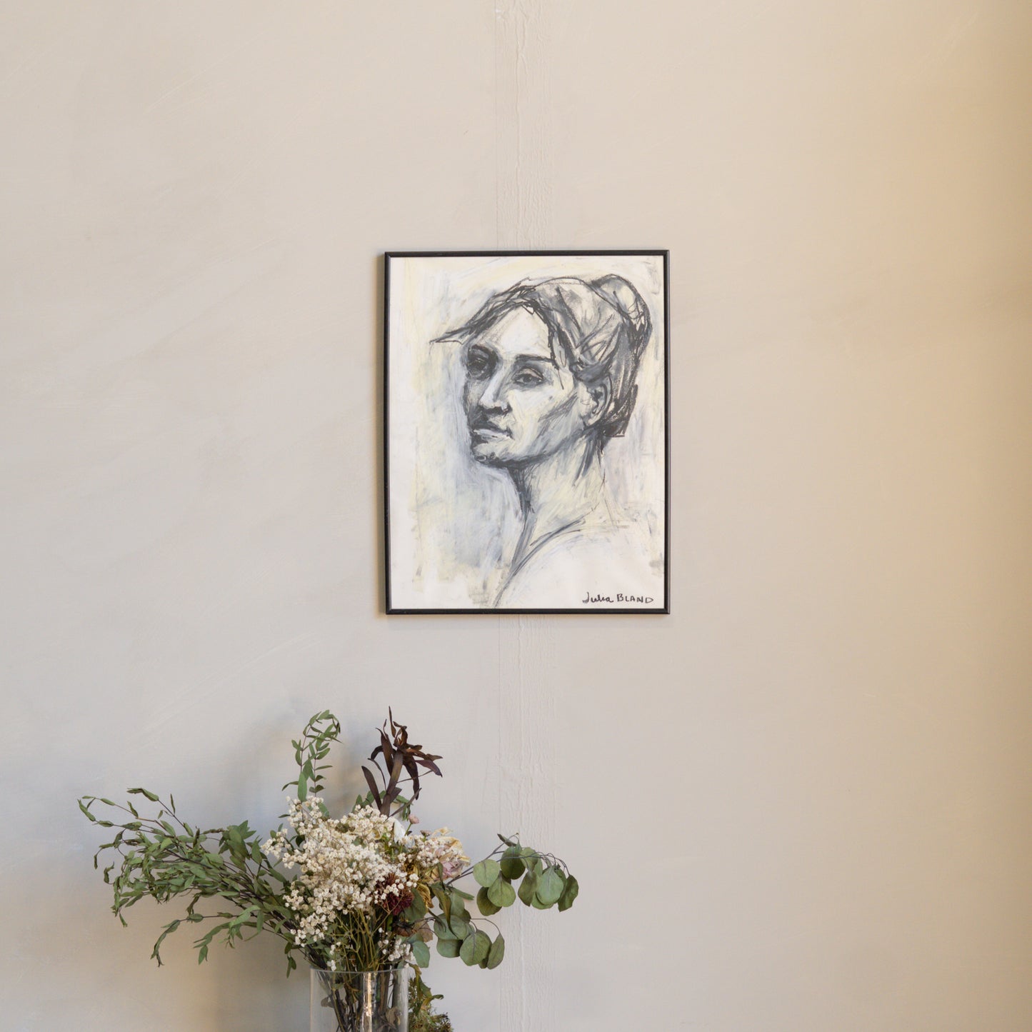 Framed Oil Pastel Portrait by Local Artist