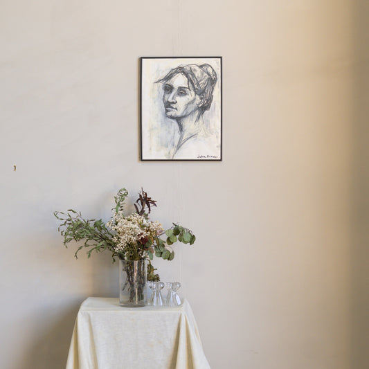 Framed Oil Pastel Portrait by Local Artist