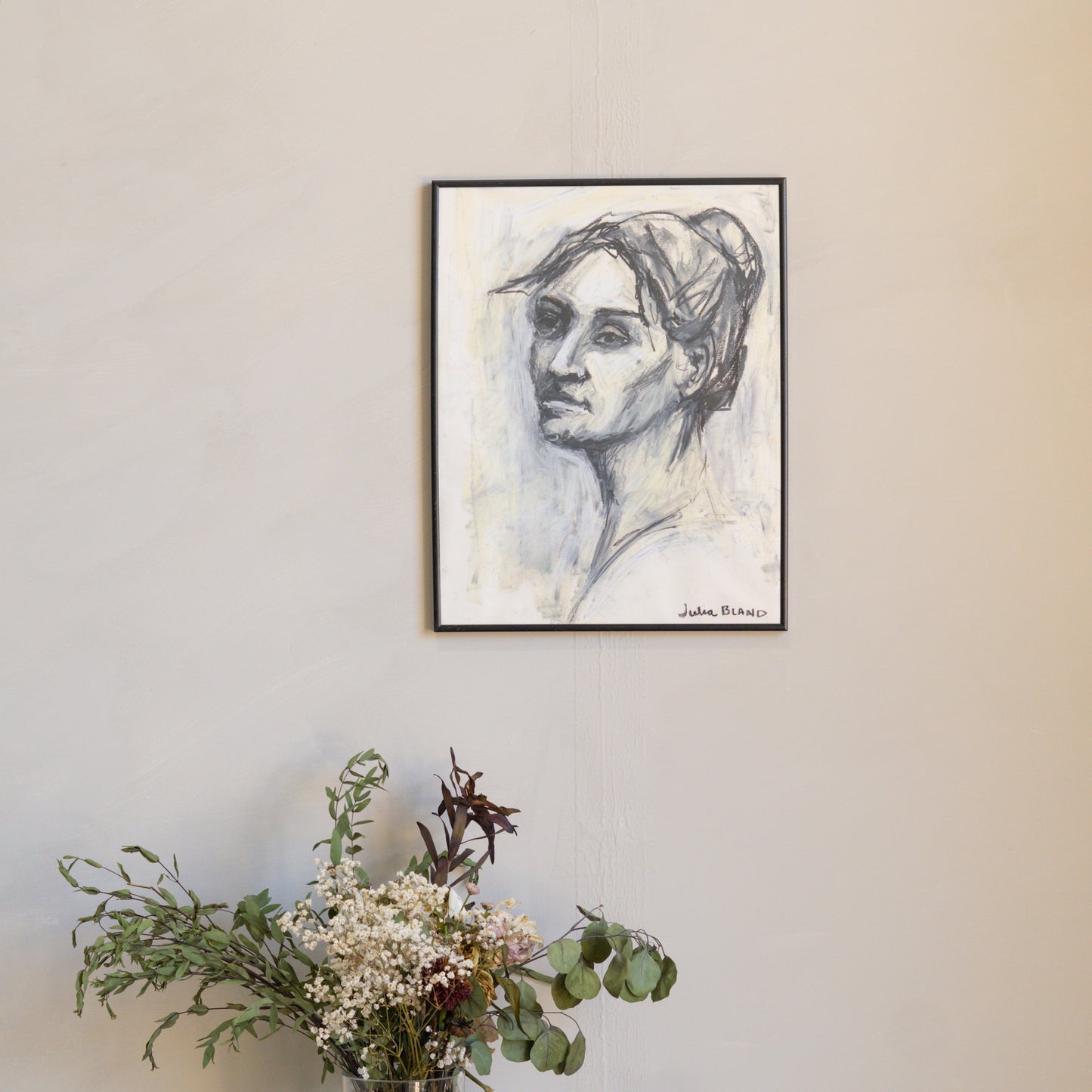 Framed Oil Pastel Portrait by Local Artist