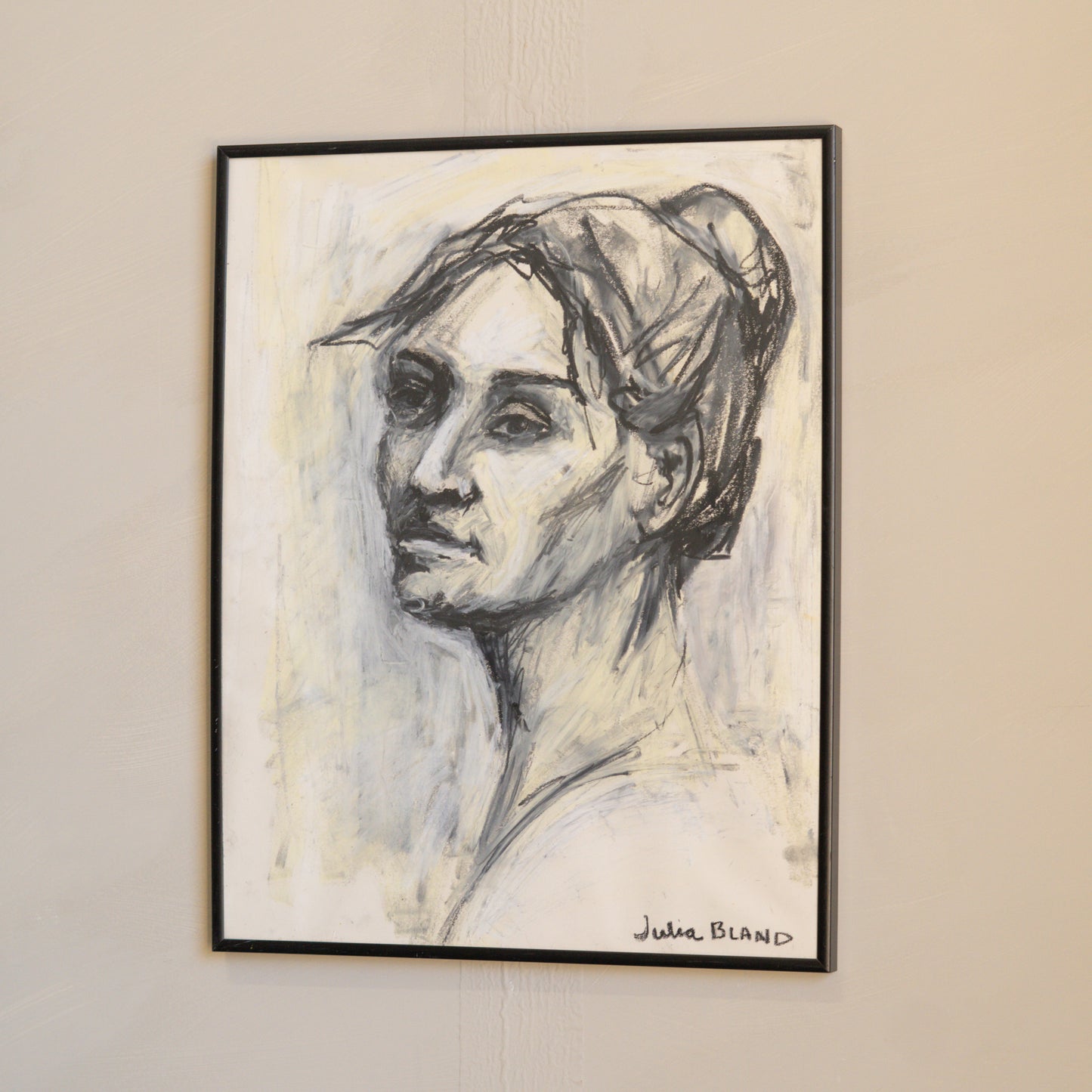 Framed Oil Pastel Portrait by Local Artist