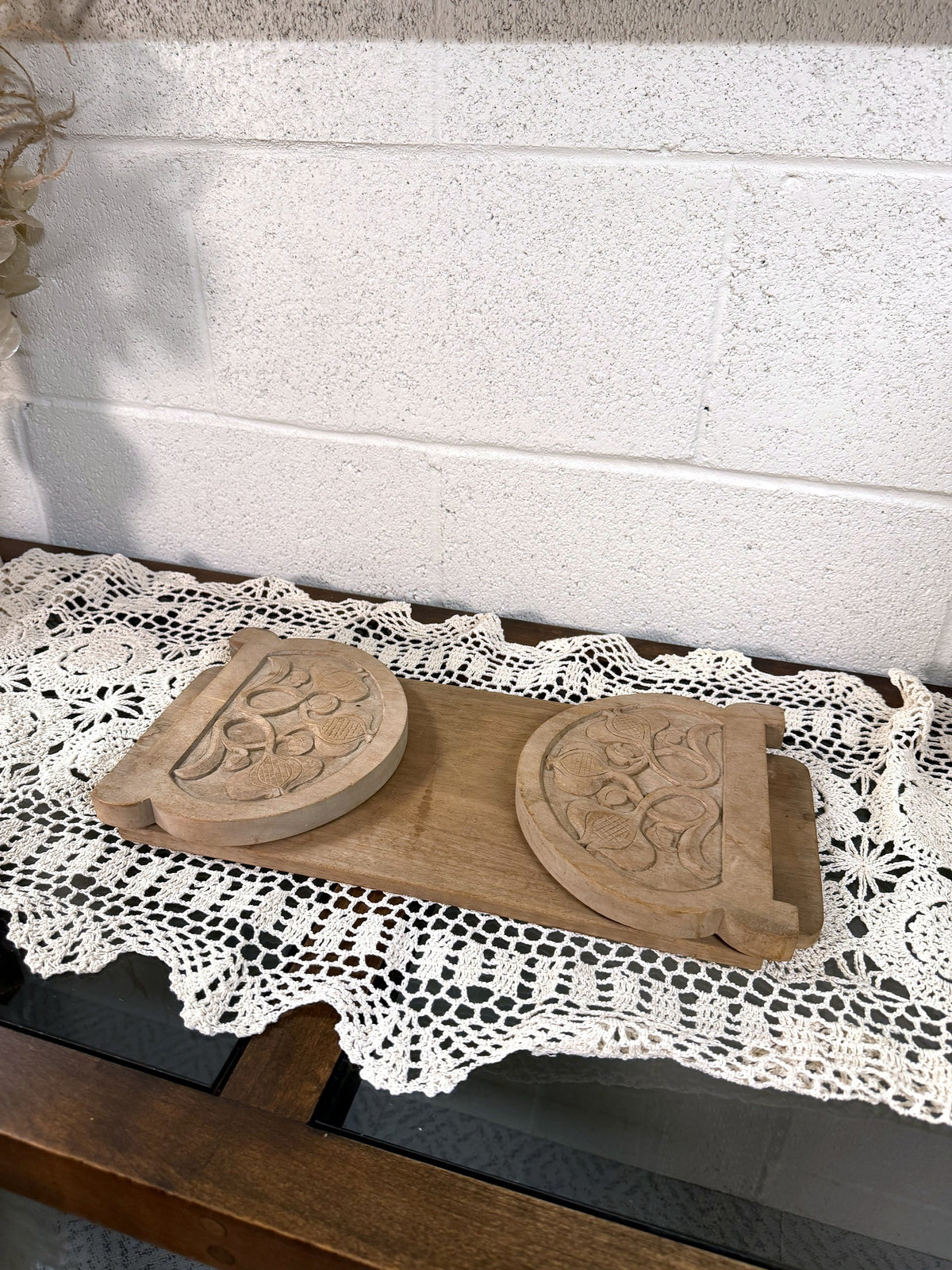 Vintage Carved Wood Book Holder