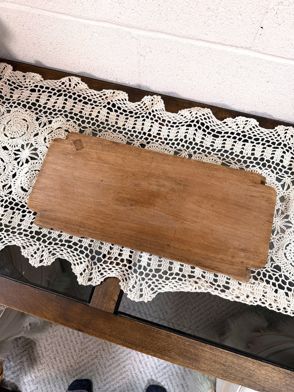 Vintage Carved Wood Book Holder, underside