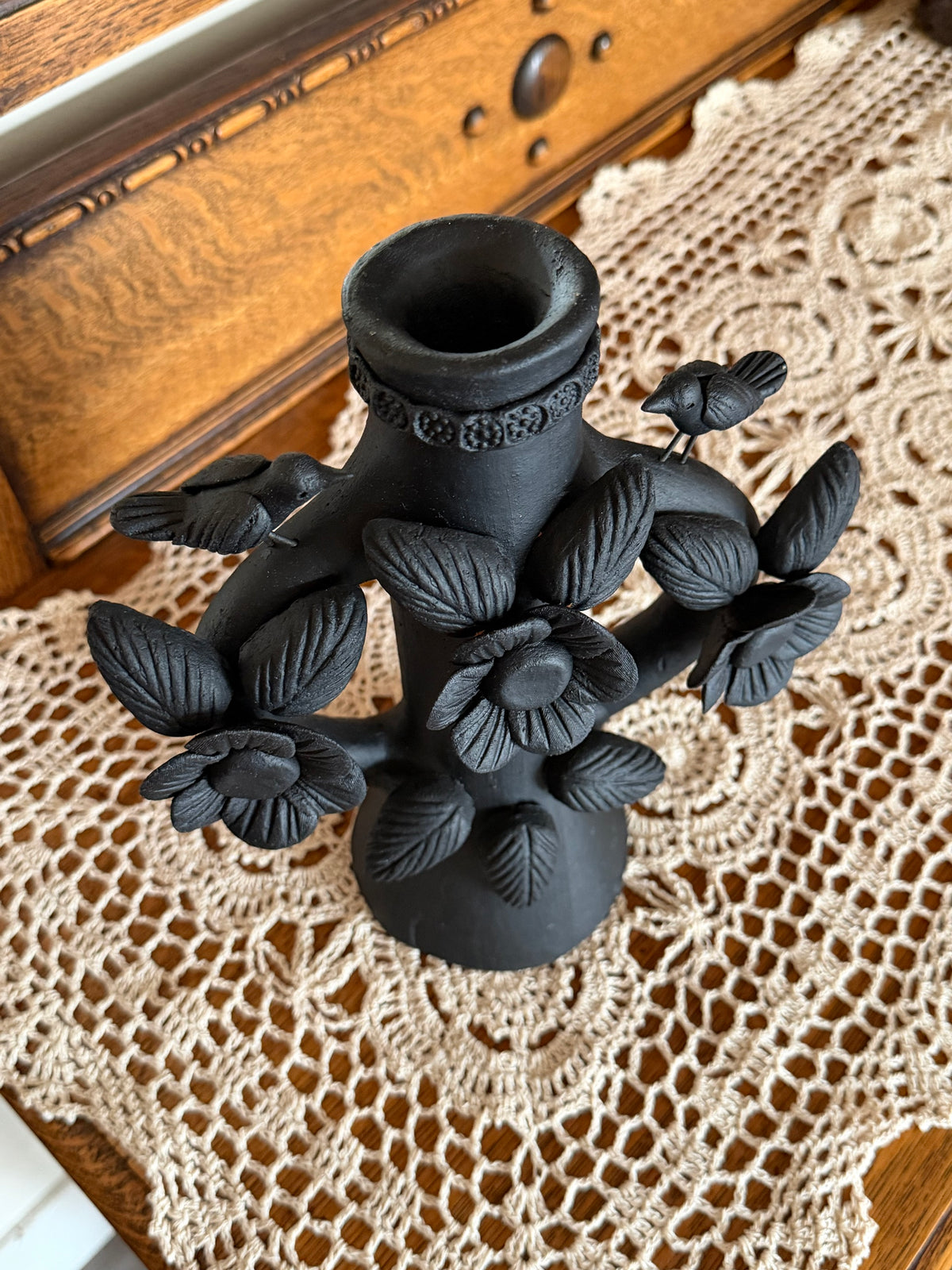 Luna Candle Holder Black, top view