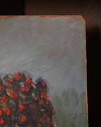 Original Floral Oil Painting on Board, edge detail