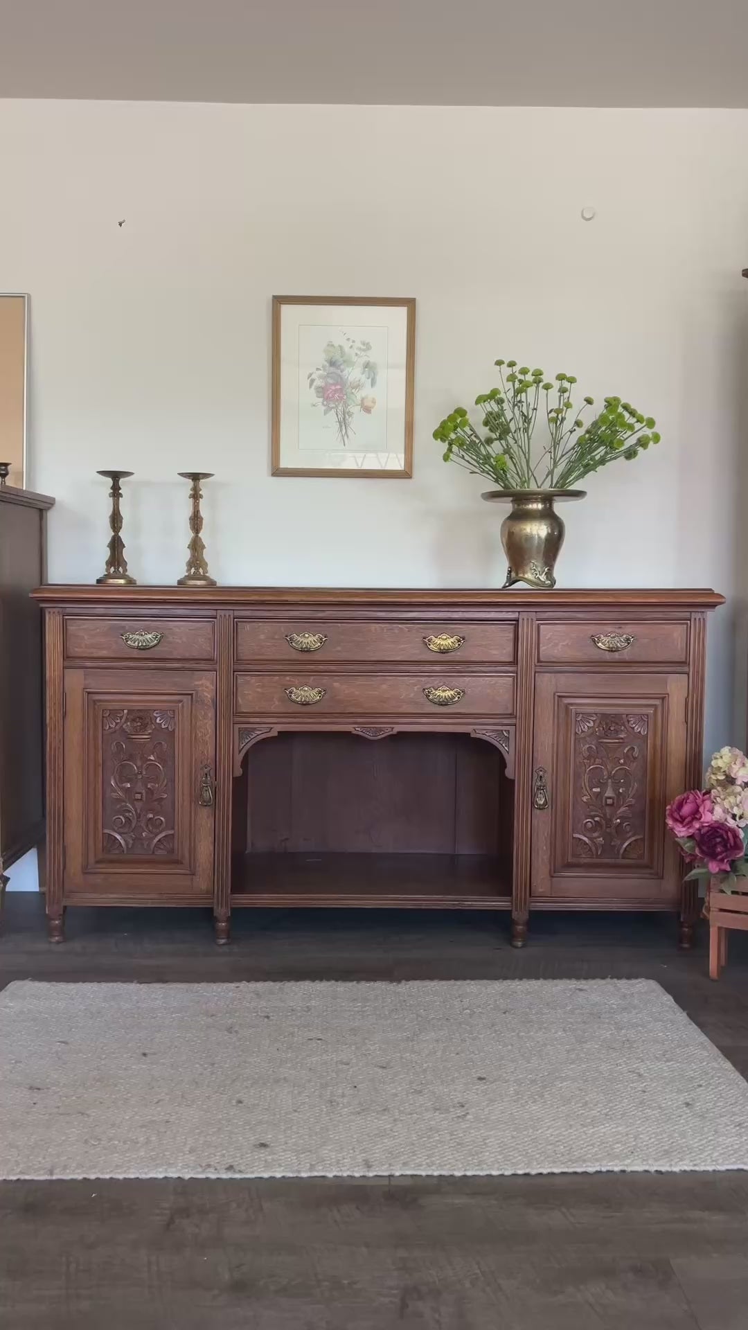 Antique Quarter Sawn Oak Buffet Sideboard