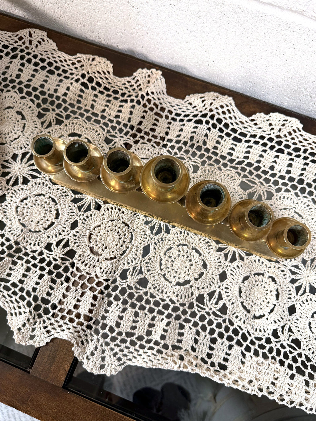 Vintage Brass Candelabra, top view