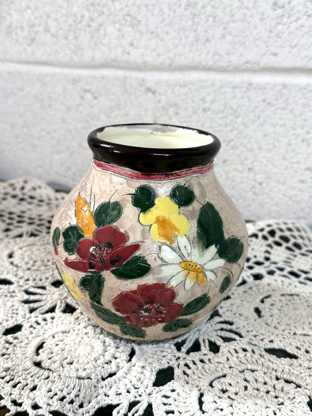 Vintage J. Massier Floral Art Pottery Vase