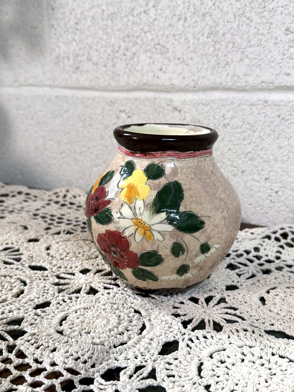 Vintage J. Massier Floral Art Pottery Vase