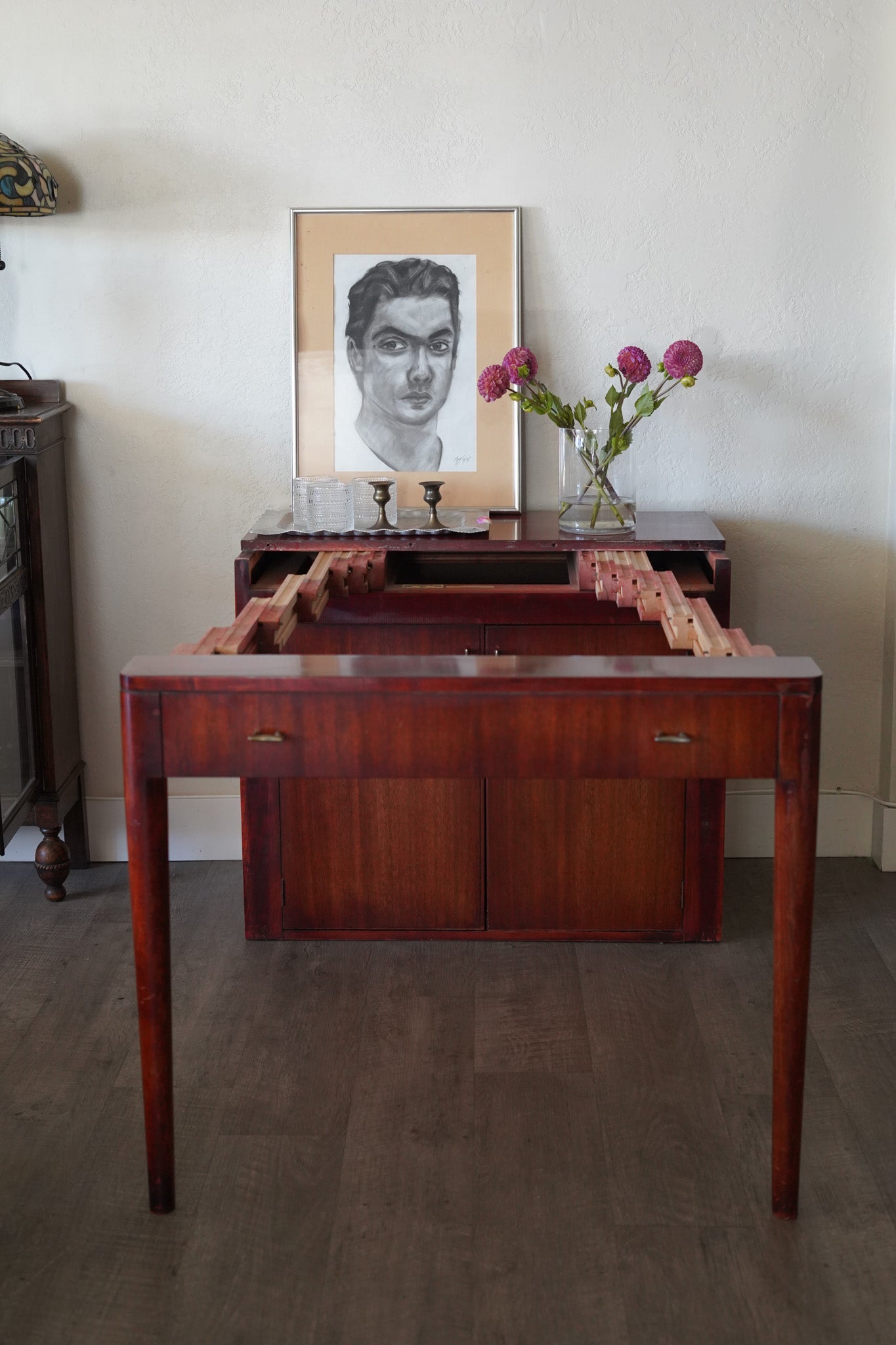 Vintage Mahogany Bar Cart & Bar Stand — Saginaw Furniture Shops