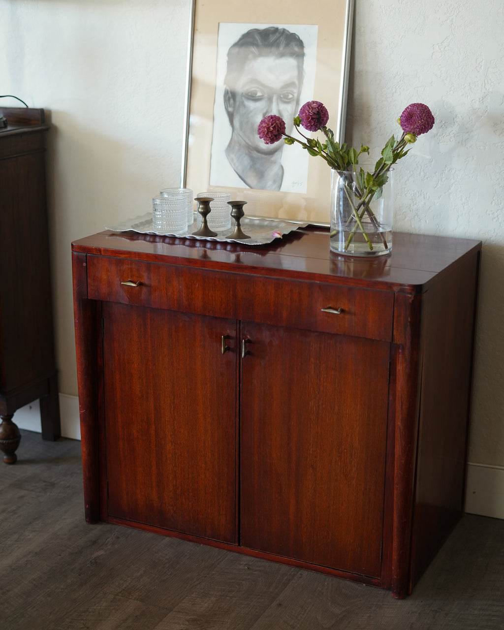Vintage Mahogany Bar Cart & Bar Stand — Saginaw Furniture Shops