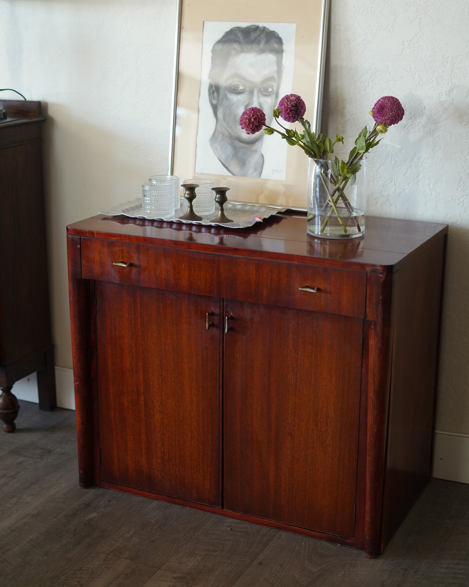 Vintage Mahogany Bar Cart & Bar Stand — Saginaw Furniture Shops