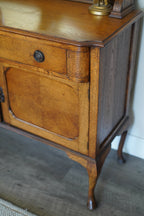 Vintage Quarter-Sawn Oak Buffet with Mirror — 1930s