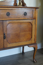 Vintage Quarter-Sawn Oak Buffet with Mirror — 1930s