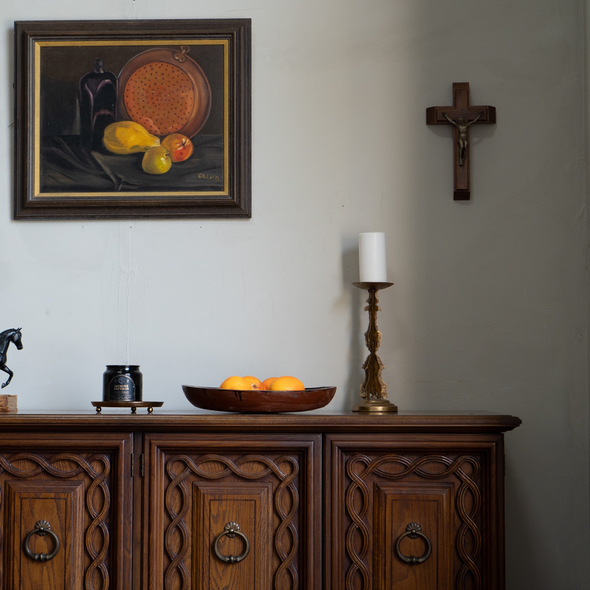 Vintage Spanish Rustic Sideboard Credenza | Carved Doors | TV Console | Sideboard