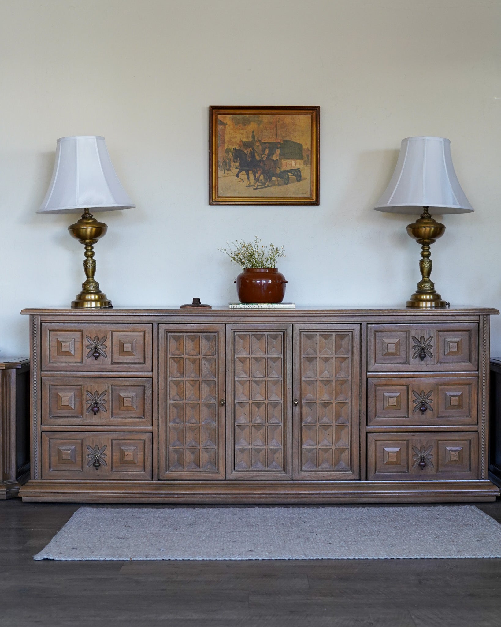 Vintage Spanish/Mediterranean Style Dresser with Matching Nightstands (Set)