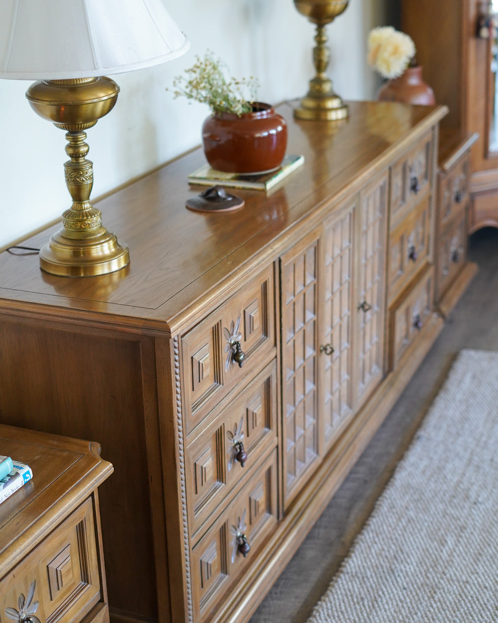 Vintage Spanish/Mediterranean Style Dresser with Matching Nightstands (Set)