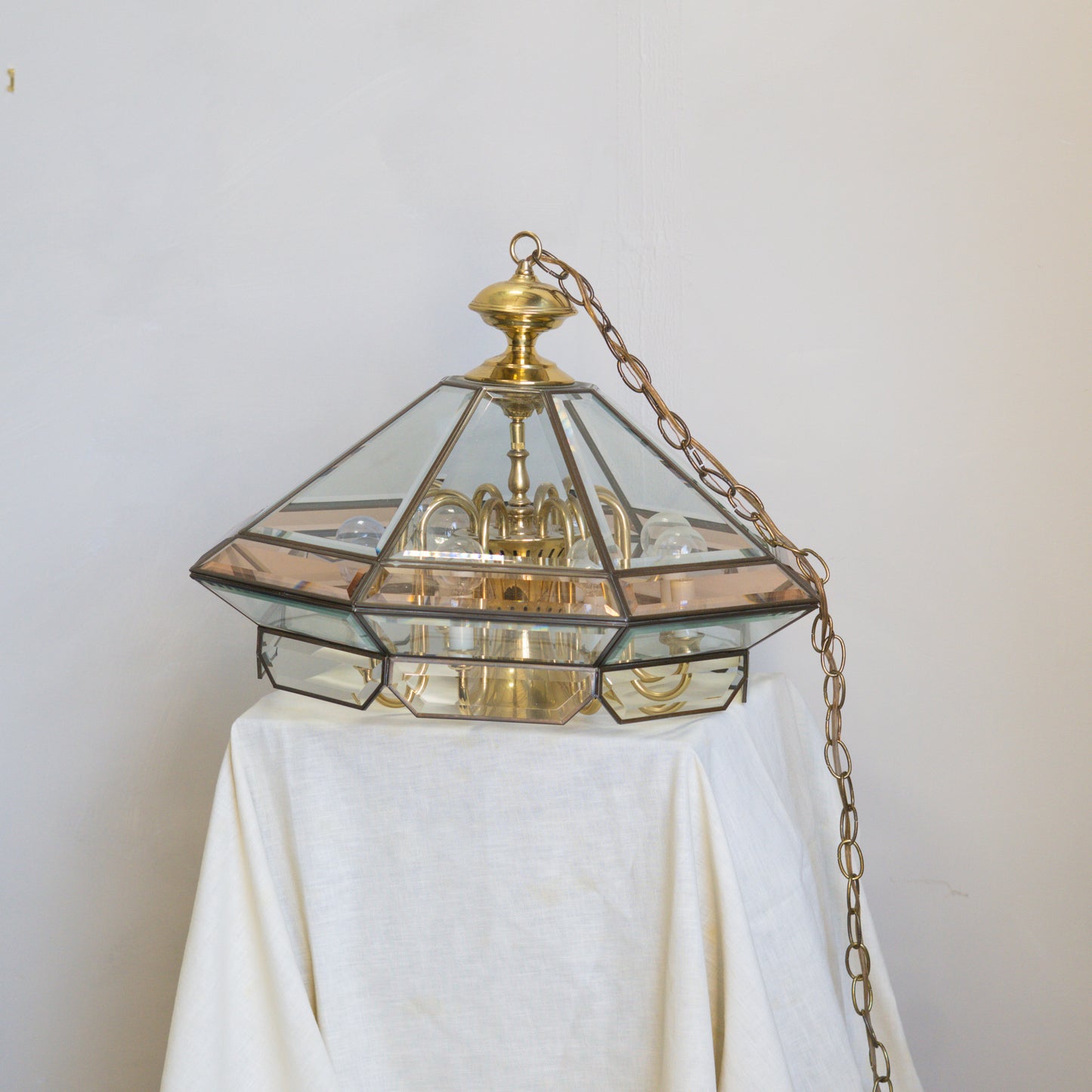 Vintage Beveled Glass Chandelier