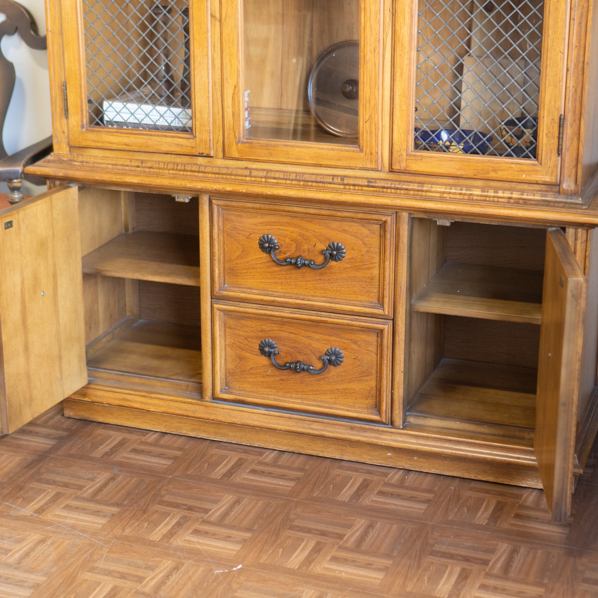 Vintage Spanish Colonial Hutch | Rustic Cabinet with Shelving & Drawers