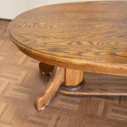 Large Oval Vintage Oak Coffee Table | Solid Dark Oak | Country Modern | $220