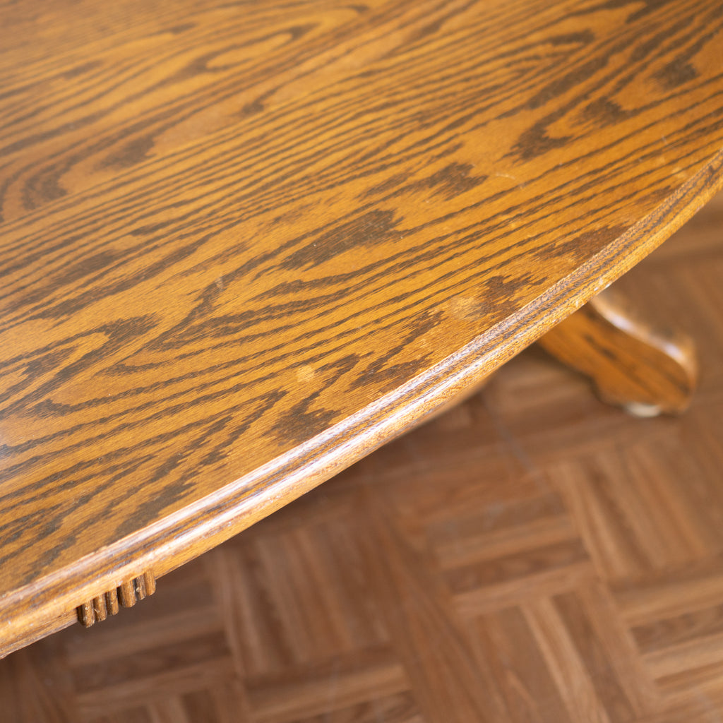 Large Oval Vintage Oak Coffee Table | Solid Dark Oak | Country Modern | $220