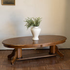 Large Oval Vintage Oak Coffee Table | Solid Dark Oak | Country Modern | $220
