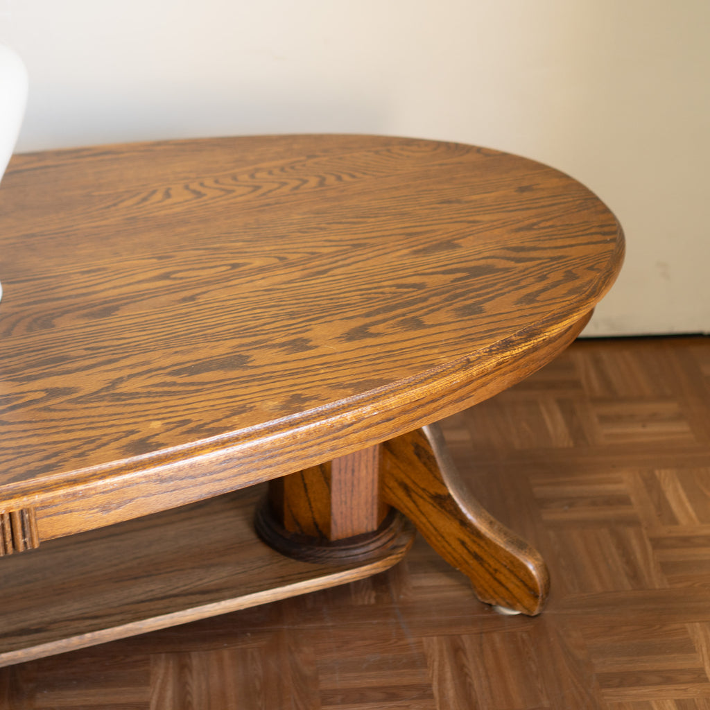 Large Oval Vintage Oak Coffee Table | Solid Dark Oak | Country Modern | $220
