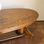 Large Oval Vintage Oak Coffee Table | Solid Dark Oak | Country Modern | $220