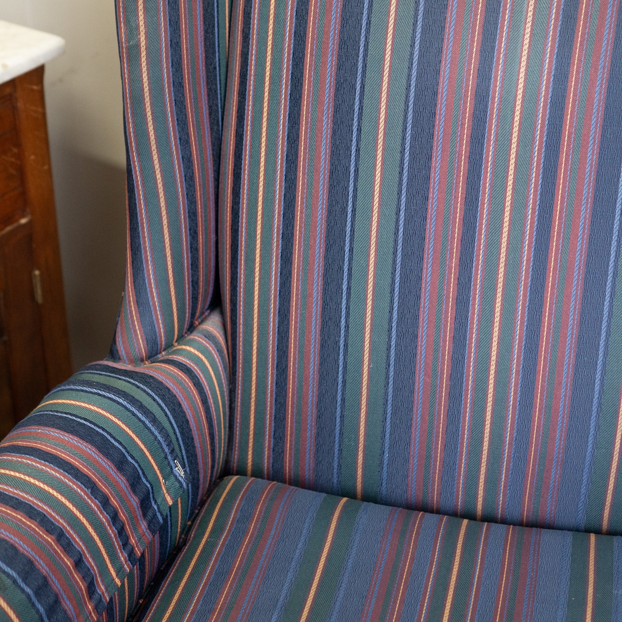 Vintage Thomasville Striped Armchair | Solid Wood Legs | Office or Living Room