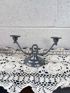 Vintage Pewter Two-Arm Candlestick